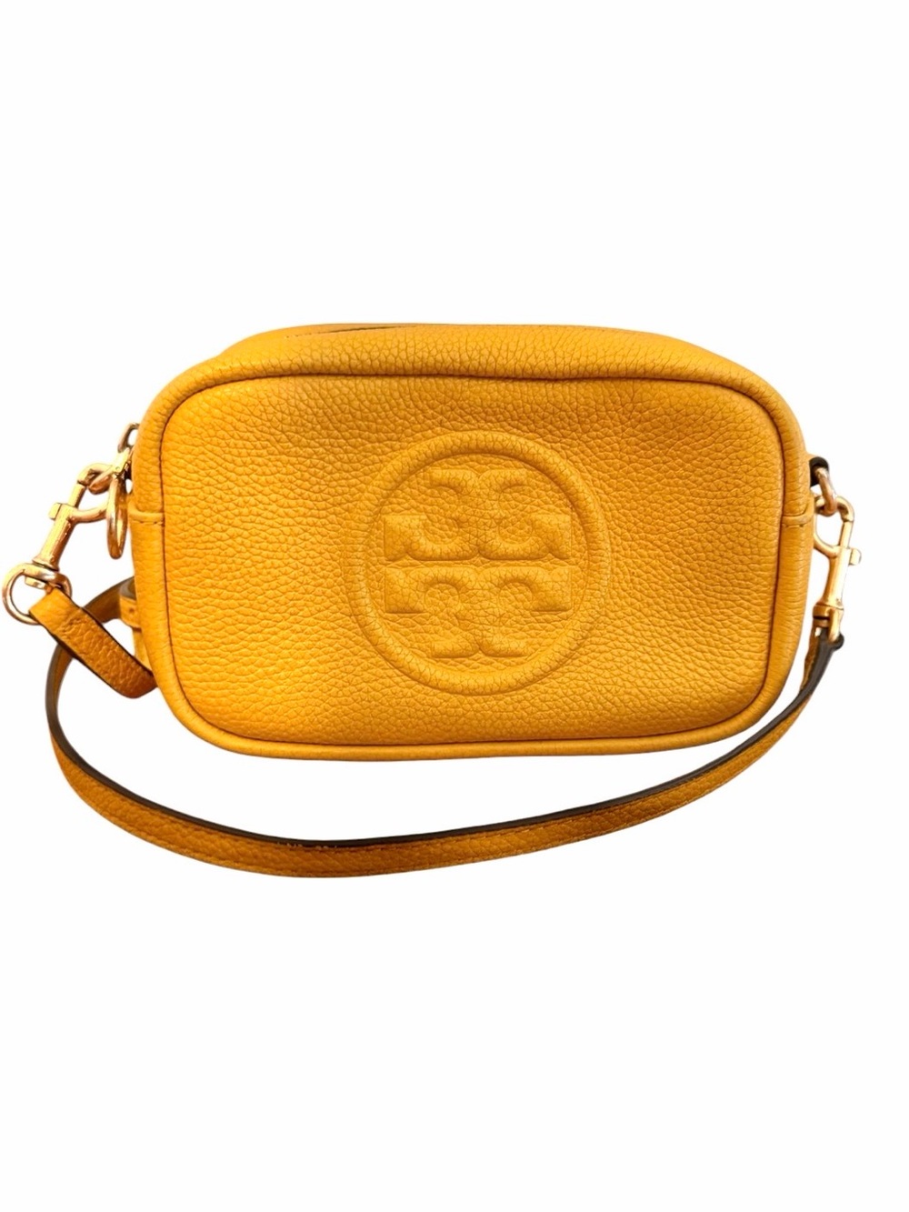 Tory Burch Yellow Pebbled Leather Bombe Mini